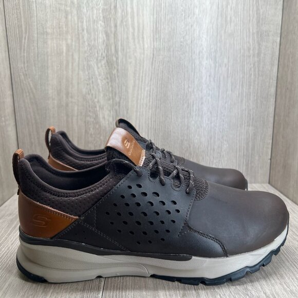 Skechers Other - Skechers Relven Hemson Sneakers Sz 11 Lace Up Cushioned Mesh Leather Choco Brown